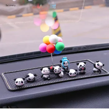 Komik Sevimli Dekorasyon Aksesuarları 8 adet / grup Yaratıcı Panda Araba Dekorasyon DIY Karikatür Pano Oyuncak Oto Araba İç Malzemeleri