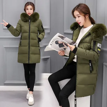 Kış kadın ceket 2019 yeni moda sıcak ceket kadın parkas kürk yaka kalın kapşonlu artı boyutu kış ceket kadınlar