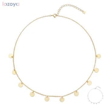 Lozoya 100 %925 Ayar Gümüş altın madalyonlar Charms Gerdanlık Kolye Zincirleri Kristal Kadın moda takı Için Lüks Düğün