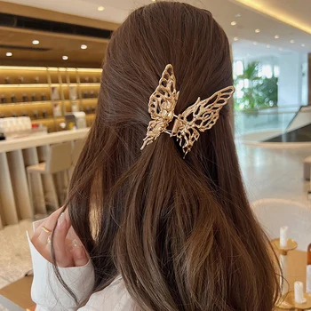 Lystrfac 2022 Yeni Metal Kelebek Saç Pençeleri Kadınlar Kızlar için saç tokası Kadın Yaz Büyük Saç Tokası saç aksesuarları