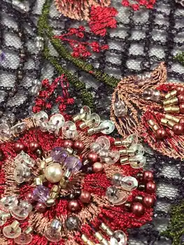 Lüks Taş nakış kumaş kristal boncuk malzeme nakış Fransız örgü tül kumaş Dikiş Düğün / Gece elbisesi