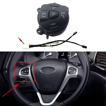 Mavi LED direksiyon Cruise Ses Ses Kontrol Anahtarı Düğmesi İçin Kablo İle Ford Fiesta MK7 MK8 ST Ecosport 13-15
