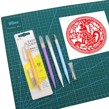 Metal Oyma Maket Bıçağı 12 Bıçakları DIY Öğrenci Kaymaz kraft el işi kağıdı Kesici Kalem Kırtasiye Okul Sanat Kesme Malzemeleri Araçları