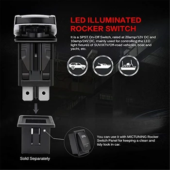 MICTUNING 5 Pin 20A 12V Otomatik SPST Geçiş Anahtarı Audi On-Off Rocker Su Geçirmez anahtarı w / Jumper Tel ve Mavi Lazer Spot ışıkları