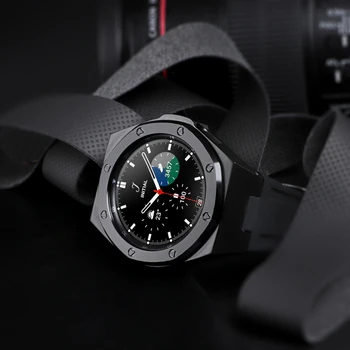 Moda Modifikasyon Kiti Samsung Galaxy watch4 klasik akıllı saat paslanmaz çelik kasa bant 46mm Çerçeve Çerçeve Kauçuk Kayış