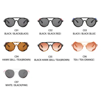 Moda Steampunk Güneş Gözlüğü Marka Tasarım Yuvarlak Sunglass Erkekler Kadınlar Vintage Punk güneş gözlüğü UV400 Shades Gözlük Oculos de sol