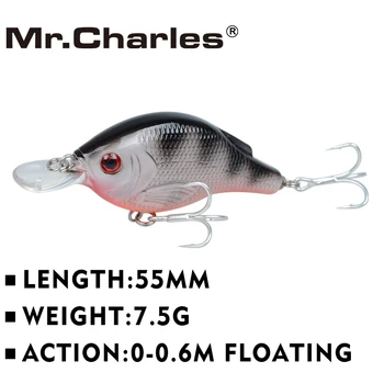 Mr. Charles CMC010 Balıkçılık Cazibesi 55mm / 7.5 g 0-0. 6 m Yüzen Shad VIB Sert Yem Çeşitli Farklı Renkler yüksek karbonlu çelik Kanca