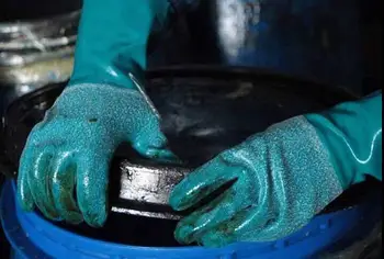 Nitril Yağ Geçirmez İş Eldivenleri Siyahımsı Yeşil aşınmaya dayanıklı Kayma Geçirmez Uçak tipi Eldiven Endüstriyel eldivenler İşçiler için