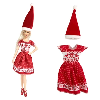 NK 1 Adet Yeni Noel Santa Kostüm Elbise Barbie Bebek Tatil Cosplay Elbise Kırmızı Şapka 1/6 Bebek Eğitici Oyuncaklar çocuklar için