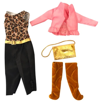 NK Resmi 4 Ürün/ Set Kıyafet Moda Ceket+Gömlek+ +Çanta+Ayakkabı Modern Giysiler barbie bebek 1/6 FR BJD Aksesuarları DIY Oyuncak