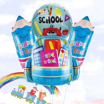 Okul çantası Tasarım Sloganı Grafik Balon Kalem Balonlar Kırtasiye Balon Okula Dönüş Süslemeleri