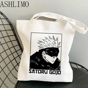 Omuzdan askili çanta Anime Jujutsu Kaisen Kadın Çantaları Harajuku Y2k alışveriş çantası Kanvas Alışveriş Çantası Kullanımlık Tote Çanta Çanta Katlanabilir