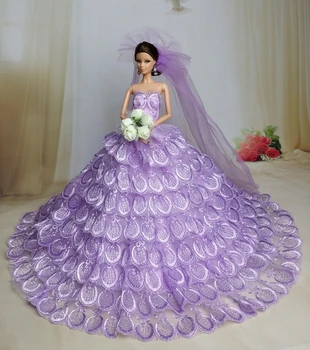 Orijinal prenses barbie bebek giysileri set düğün elbisesi altı puan rüya düğün giysileri Kar Beyaz ücretsiz kargo