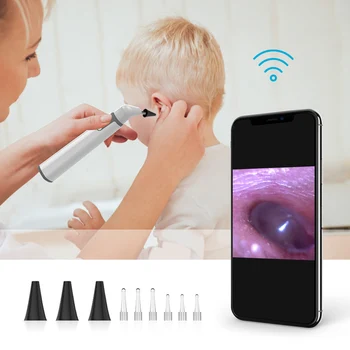 Otoskop Wifi Kulak 3.9 mm Akıllı Kablosuz Taşınabilir Görsel Kulak Kirini Temizleme Tıbbi Endoskop Kamera iPhone Android Telefon için 0.01
