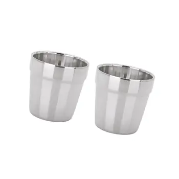 Paslanmaz Çelik Mini Çift Katmanlı Kamp Seyahat Ev su kupası Bardak Açık içme suyu bardağı 180ml 2 adet