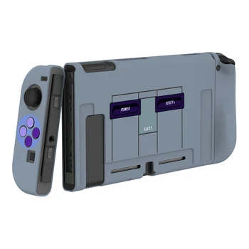 PlayVital Klasikleri SNES Tarzı Yumuşak TPU İnce Koruyucu Kılıf Kapak Nintendo Anahtarı için Mor ABXY Yön Düğmesi Kapakları