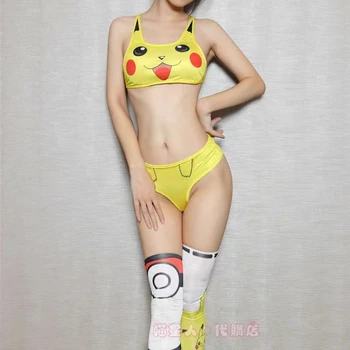 Pokémon Pikachu Kawaii Anime İki Boyutlu Cosplay Giyim Seksi İç Çamaşırı Bikini Seks Oyuncakları Kız Arkadaşı İçin Eşi Hediye Yetişkin Oyuncaklar