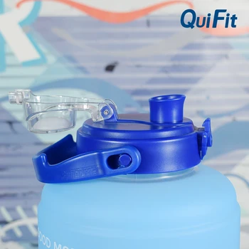QuiFit 2.5 L / 3.78 L sıçrama kapağı galon su şişesi kupası, zaman damgası tetik BPA yok, spor telefon tutucu spor / açık su şişesi