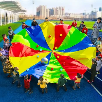 Rainbow Umbrella Parachute Outdoor Activity Kindergarten Fun Team Sports Entertainment Buiten Speelgoed игрушки для детей