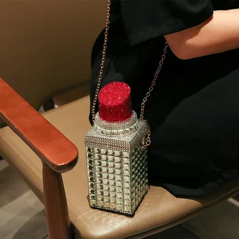 Rhinestone Çanta Lüks Tasarımcı Çanta Kişiselleştirilmiş Debriyaj Akşam Çanta Kadın Elmas Ruj Parti Balo Cüzdan Düğün Çantası