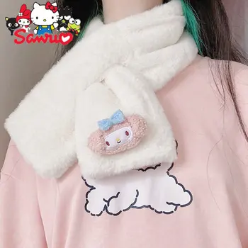 Sanrio Melodi Cinnamoroll Peluş Eşarp Kız Kış Kız Çok Yönlü Öğrenci Tavşan Saç Sıcak Saf Pamuk Kalınlaşmak Eşarp doğum günü hediyesi