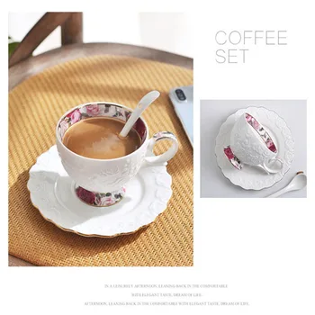 Seramik bardak ve altlıklar kahve fincan seti Continental çay seti Kahve Fincanı Düz Renk ingilizce İkindi çayı fincan seti 2022