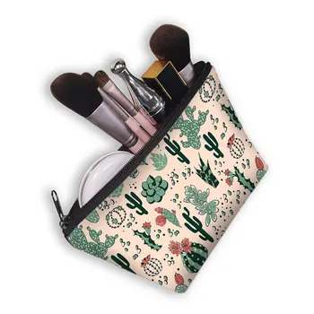 Sevimli Plantaholik Kozmetik Çantası Kadın Makyaj kılıf çanta Bitki Kaktüs Ruj Tuvalet Çantaları Kızlar Kozmetik çantası düzenleyiciler