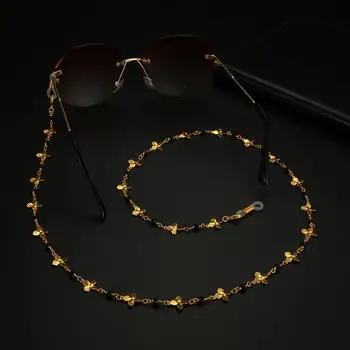 Skyrim Çiçek Boncuklu Boyunluklar Gözlük Gül Altın renkli güneş gözlükleri Zincir Okuma Gözlük Askısı Halat Gözlük Kablosu Kadınlar için