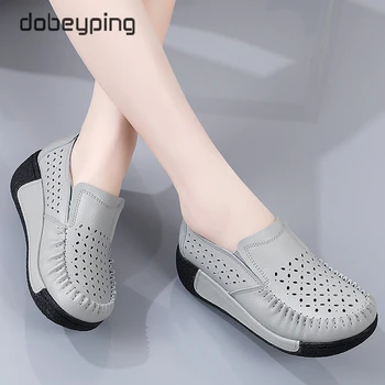 Sonbahar kadın ayakkabısı Platformu Flats Sneakers Kadın Moccasins Ayakkabı Kadın Sürüngen bağcıksız ayakkabı Hakiki Deri Bayan mokasen ayakkabıları