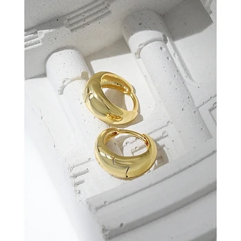 S'STEEL Kore Geometrik Daire 925 Ayar Gümüş Hipoalerjenik Küçük Hoop Küpe Altın Huggie Küpe Trend Güzel Takı