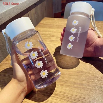 Su Bardağı Kız Öğrenci Kore Versiyonu Net Kırmızı Rahat Fincan Plastik Basit Buzlu Sevimli Karikatür Yüksek Değer Taşınabilir Kemer