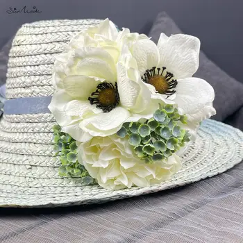 SunMade İskandinav Şakayık Buket Anemon Düğün Gelin Buketi İpek yapay çiçekler DIY Flores Artificales Ev Düğün Dekor