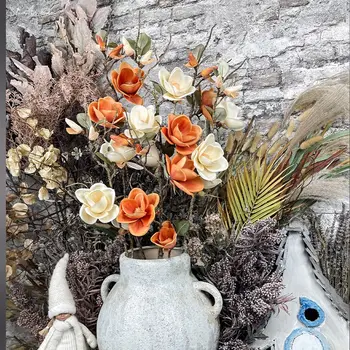 SunMade Klasik Lüks Büyük Güz Manolya Şube Ipek yapay çiçekler Ev Düğün Dekor Flores Artificales Güz Dekorasyon