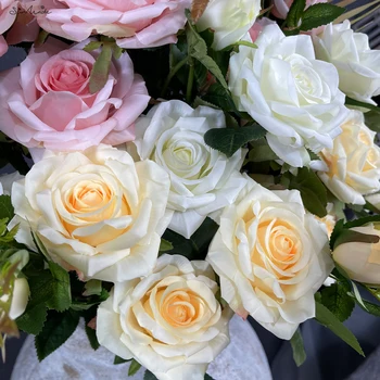 SunMade Lüks Paris Parfüm Güller Ipek yapay çiçekler Ev Düğün Parti Dekorasyon Flores Artificales Beyaz Gül Evlilik