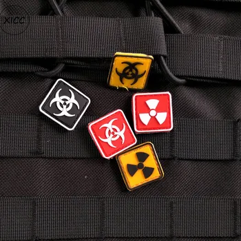 T-N PVC Mini Bölüm Kollukları cırt cırt Yamalar Yumuşak Silikon Biyokimya Kafatası Askeri Ordu Rozetleri Giysi Çantaları İçin