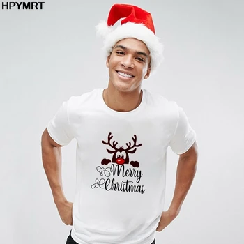 T Shirt Erkek Kawaii Harajuku Moda Tshirt Sevimli Noel Baba Ren Geyiği Üstleri Tee Kadın Karikatür Elbise Merry Christmas T-shirt erkek