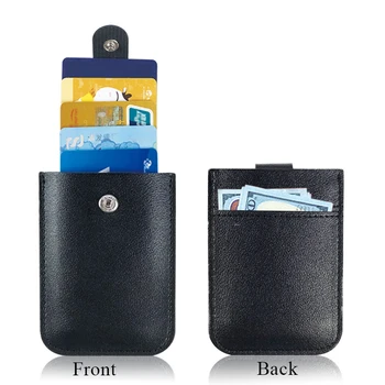 Taşınabilir Çekti Tasarım erkek Cüzdan kart tutucu Ultra-ince 5 Yuvaları kimlik kartı tutucu İle 1 kart Para Yuvası PU Deri Banka kart çantası