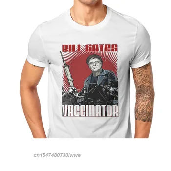 The Vaccinator Bill Gates Parodi Erkekler Tshirt Aşı Meme O Boyun Tops %100 % Pamuk T Gömlek Yenilik Tasarım Yüksek Kalite Hediye Fikir