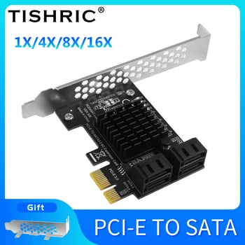 TISHRIC PCIE SATA PCI SATA Denetleyici 1X 4X SATA PCI-E Adaptörü 6Gbps 4/6/8/10 Kart Yuvası Arayüzü Genişletme Kartı Desteği SSD
