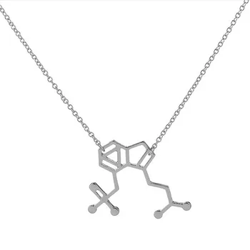 Toptan 10 adet Komik Mantar Molekül Kimya Yapısı Kolye Altın Ve Gümüş Kaplama Kadınlar Charm Takı