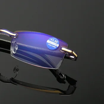 Ultralight Çerçevesiz okuma gözlüğü Erkekler Kadınlar İş Anti-Blu-Ray Elmaslı Kesme Bilgisayar okuma gözlüğü Presbiyopi 1.5 kadın