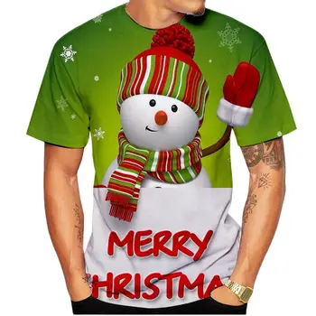 Unisex 2022 Kardan Adam T-shirt Noel 3d Baskı T-shirt Erkek Kadın O-boyun Kısa Kollu günlük t-shirt