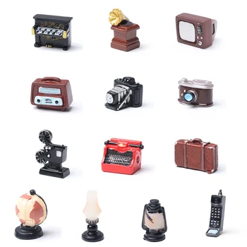Vintage Minyatür Dollhouse Süsler Oyuncak Mini Telefon Piyano TV Modeli Mobilya Heykelcik Bebek Evi Aksesuarları