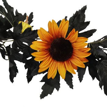 Yapay Siyah Rattan Akçaağaç Yaprağı Asma Cadılar Bayramı Asılı Dekorasyon Çiçekler Düğün Fotoğraf Sahne Yaprak Gül Garland Bitkiler Yapraklar