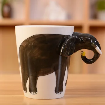 Yaratıcı 3D Üç Boyutlu El-boyalı Seramik Kupa Hayvan Kupa Kahve Fincanı Karikatür Su Bardağı Zürafa
