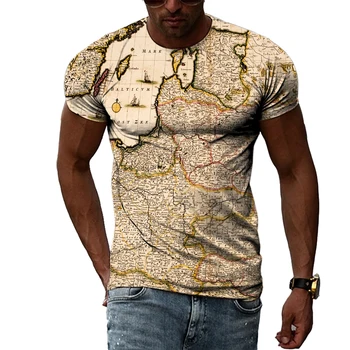 Yaz Dünya Haritası T-Shirt 3D Baskı Streetwear Vintage Erkekler Kadınlar Casual O-boyun Büyük Boy T Shirt Harajuku Çocuklar Tees Tops Giyim