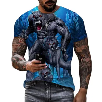 Yaz Hip Hop Komik Hayvan erkek tişört 3D HD Baskılı Yuvarlak Boyun Kısa Kollu Genç Moda Trendi Klasik Lüks Gevşek Gömlek
