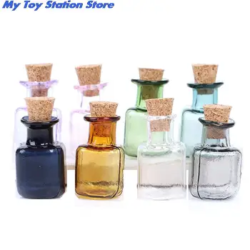 Yeni Mini Cam Renkli Şişeler Dikdörtgen Sevimli mantarlı şişeler Küçük Şişeler Hediye küçük Kavanoz Şişeleri Mix 2 Stilleri Dollhouse
