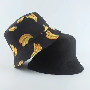 Yeni Moda Panama Kova Şapka Erkekler Kadınlar Yaz kova kapağı Muz Baskı Bob Şapka Hip Hop Gorros Geri Dönüşümlü Balıkçı Şapka