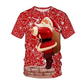 Yeni Noel Karnaval erkek tişört 3D Baskı Noel Baba Giyim Kardan Adam Atmosfer Tees Yuvarlak Yaka kısa kollu üstler